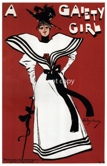 a gaiety girl white gown vintage advertising  studio g