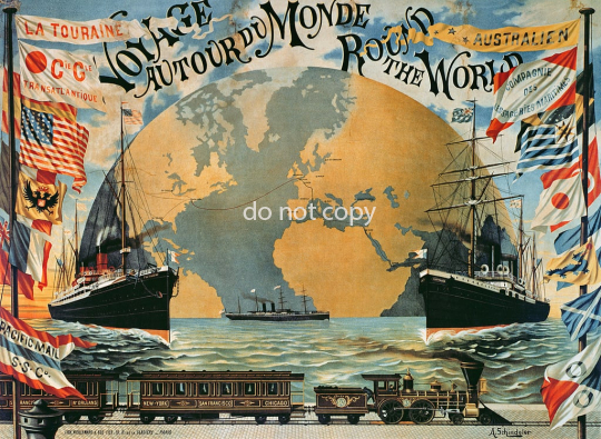 A Schindler   Voyage Around the World poster for the Compagnie Generale Transatlantique late 19th century   (MeisterDrucke 201234)