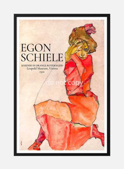 Egon Schiele – Kniende in orange-rotem Kleid, 1910 Poster