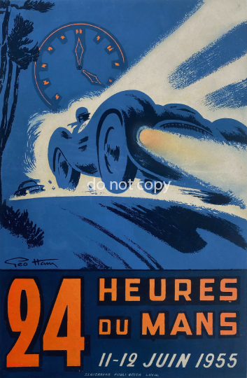 GEO HAM 24HEURES DU MANS 1955  45 SERIGRAPHIE PUBLI DECOR LAVAL 00500100921-2f  A+ prix €3250