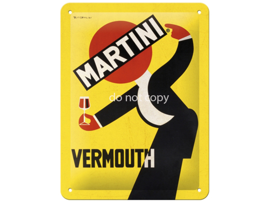 ReklameschildNostalgicArtMartiniVermouthWaiterYellow15x20cmNA26253